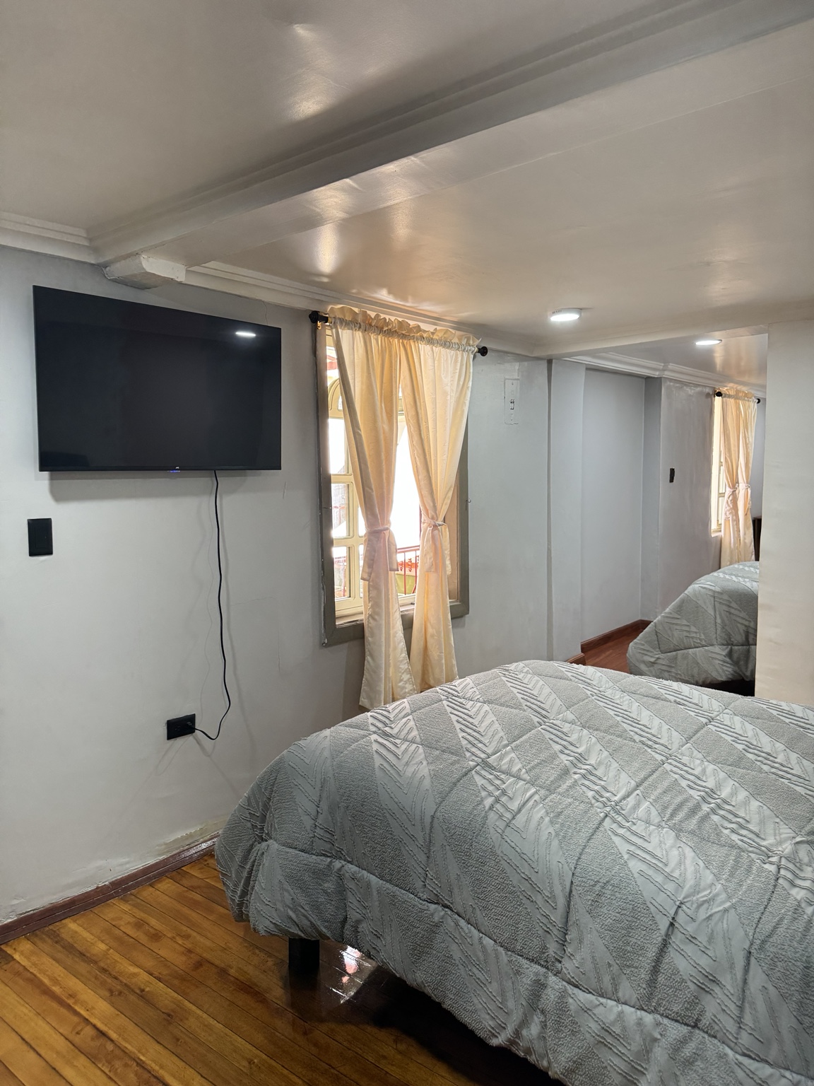 Bedroom television and windows