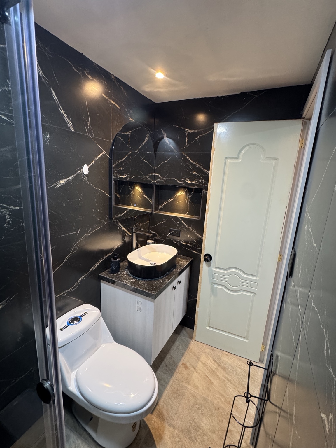 Bathroom basin and mirror
